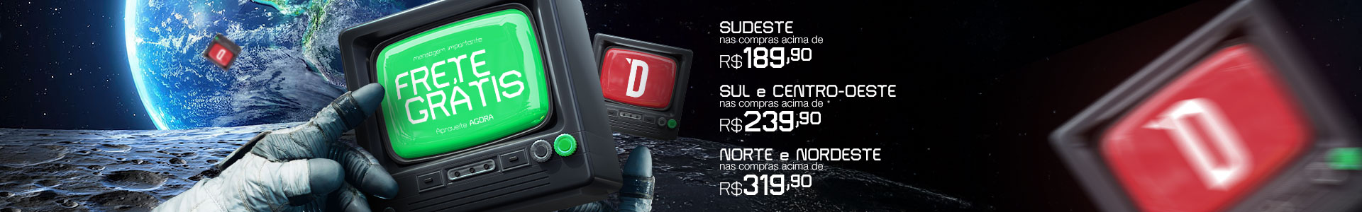 Banner Informativo com Valores de Frete para Cada Região