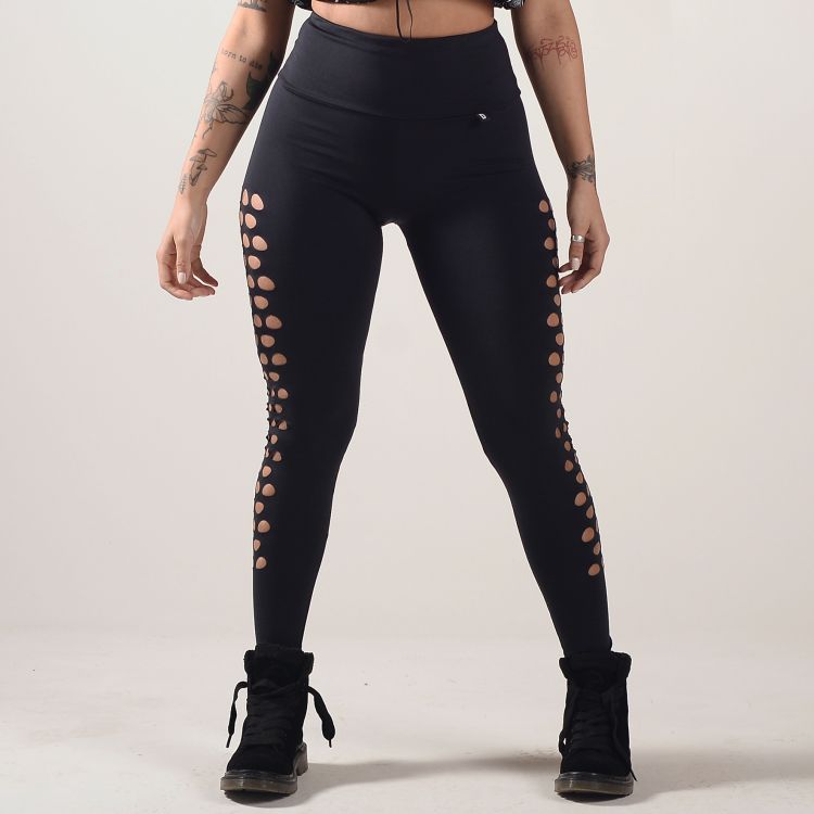 Calça Legging Gotas Recortes Laser