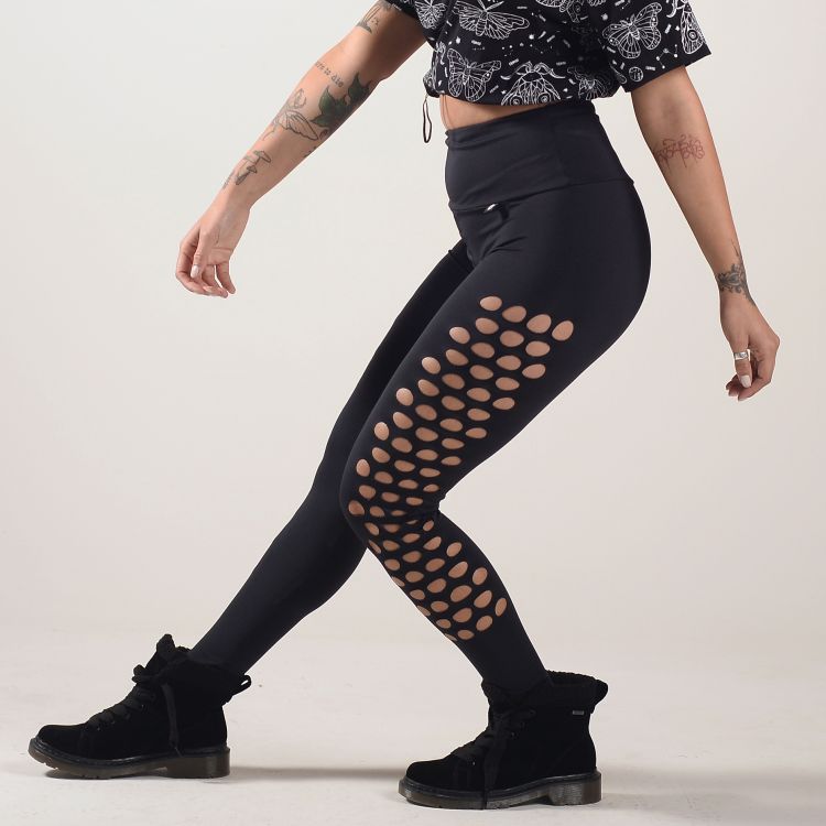 Calça Legging Gotas Recortes Laser