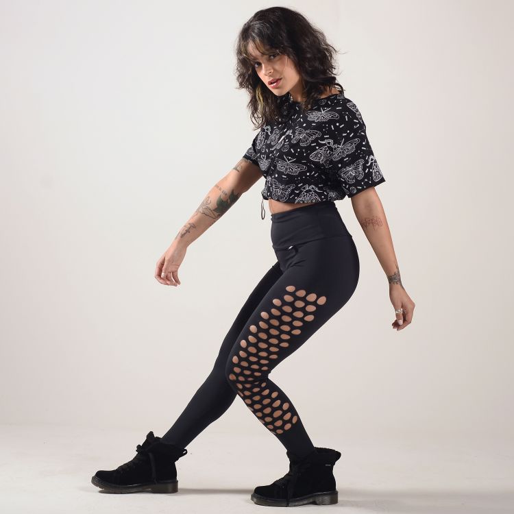 Calça Legging Gotas Recortes Laser