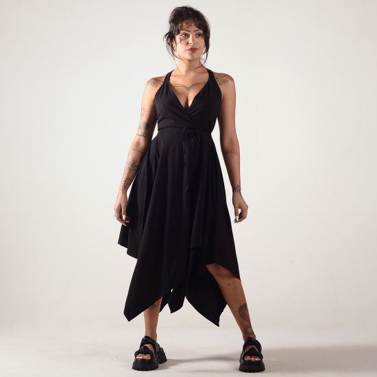 Vestido Midi Transpassado Liso Viscose