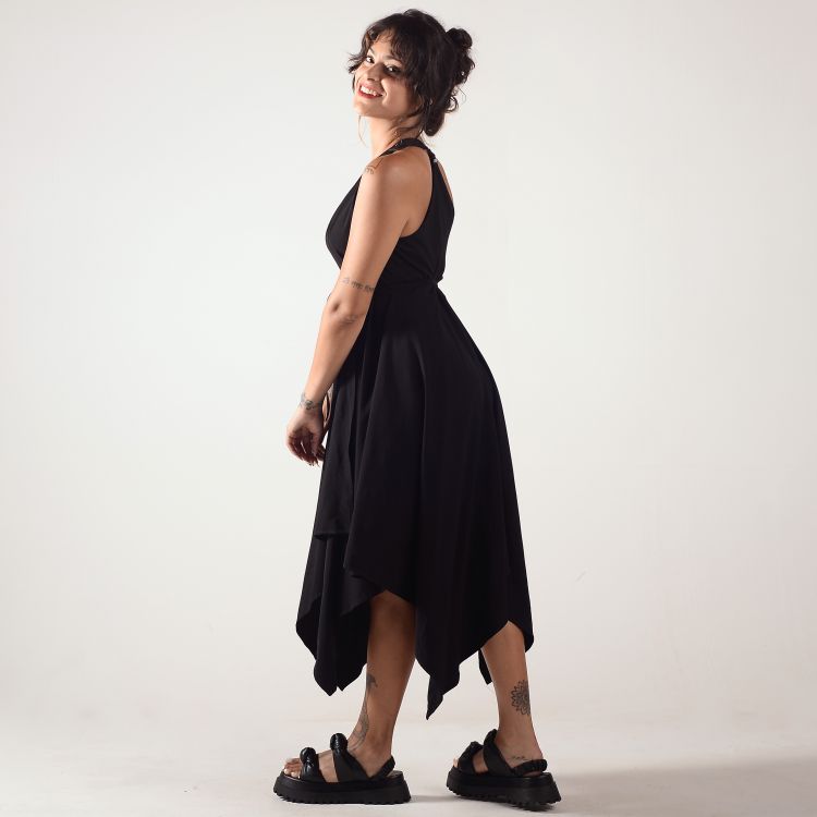 Vestido Midi Transpassado Liso Viscose