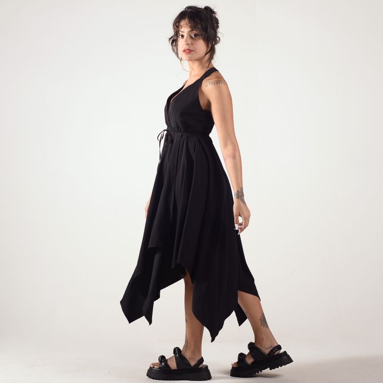 Vestido Midi Transpassado Liso Viscose