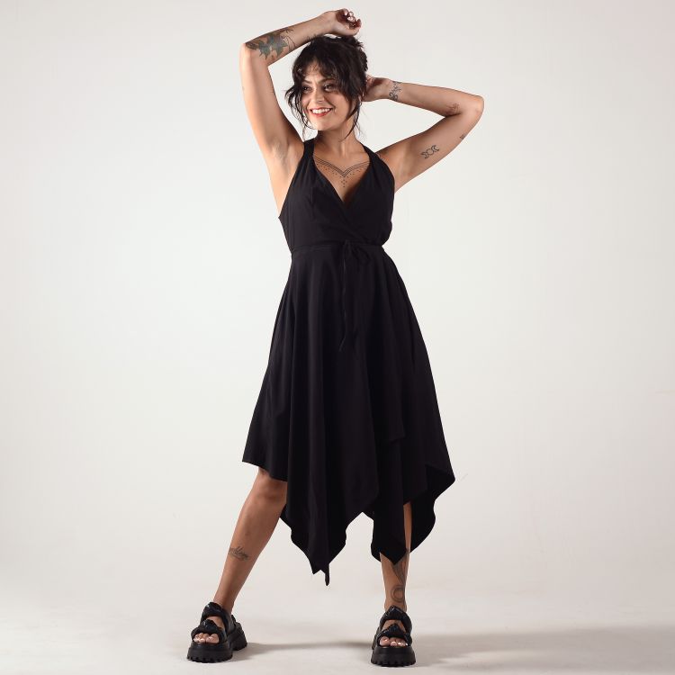 Vestido Midi Transpassado Liso Viscose