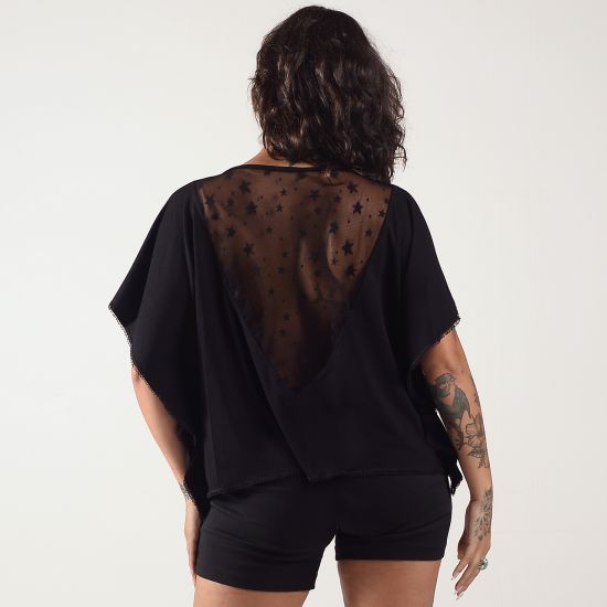 Blusa Gola V Recorte Tule Star
