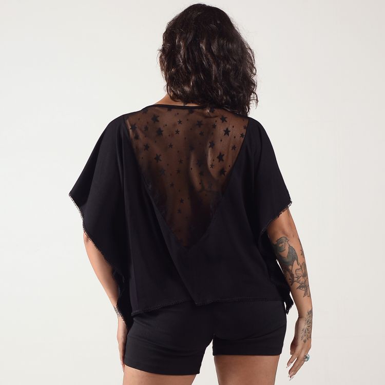 Blusa Gola V Recorte Tule Star
