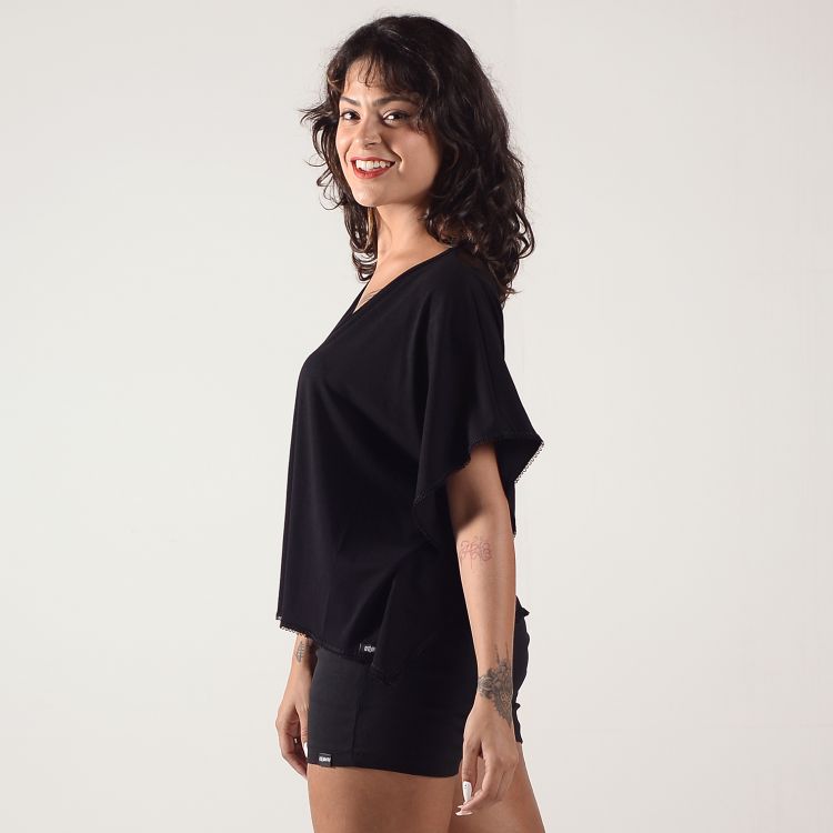 Blusa Gola V Recorte Tule Star