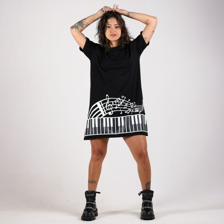 Vestido T-Shirt Teclado Musical