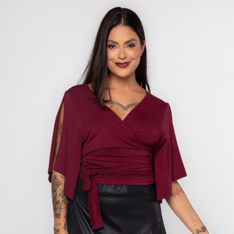 Blusa Transpassada Vinho