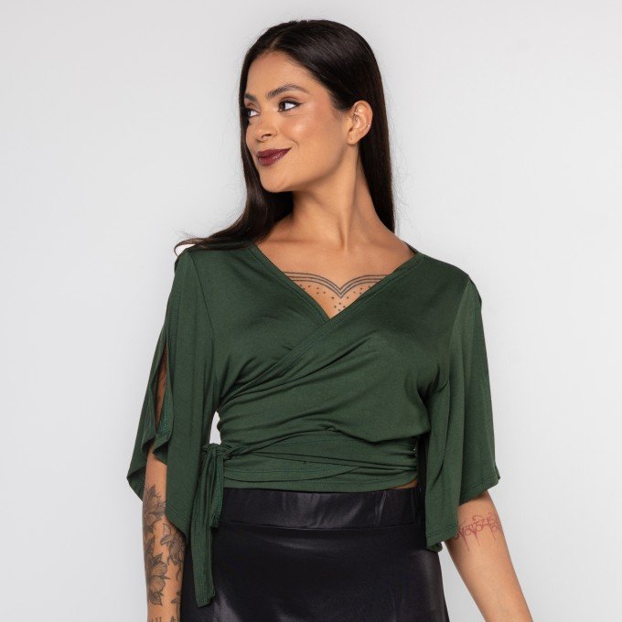 Blusa Transpassada Verde