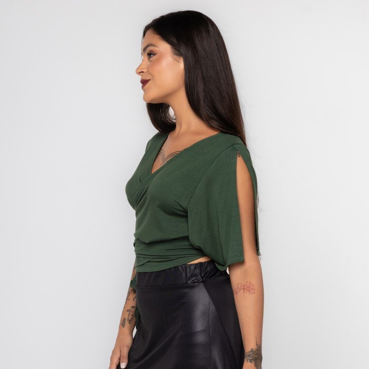 Blusa Transpassada Verde