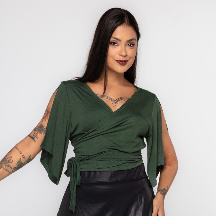 Blusa Transpassada Verde