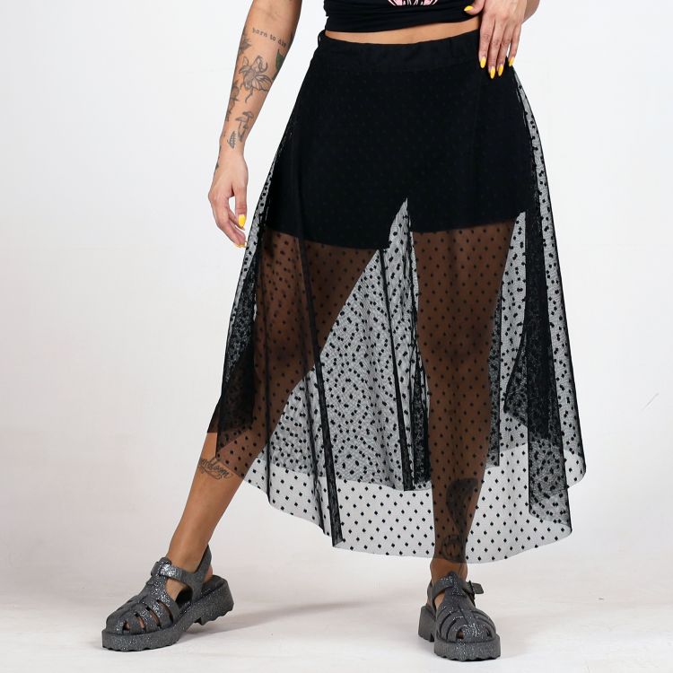 Saia Midi Tule Little Poá