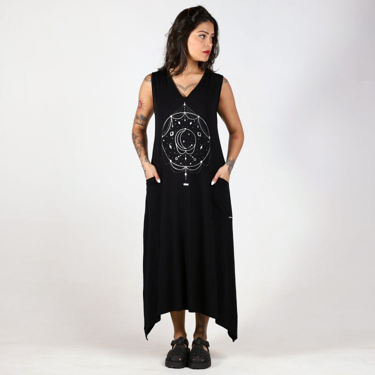 Vestido Místico Gola V Longuete