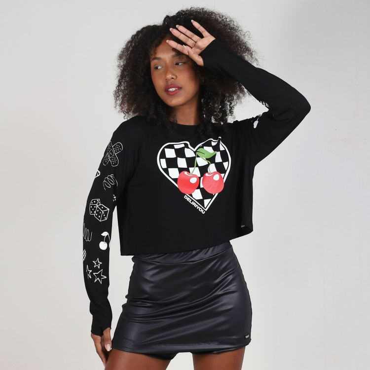 Blusa Manga Longa Cherry Heart