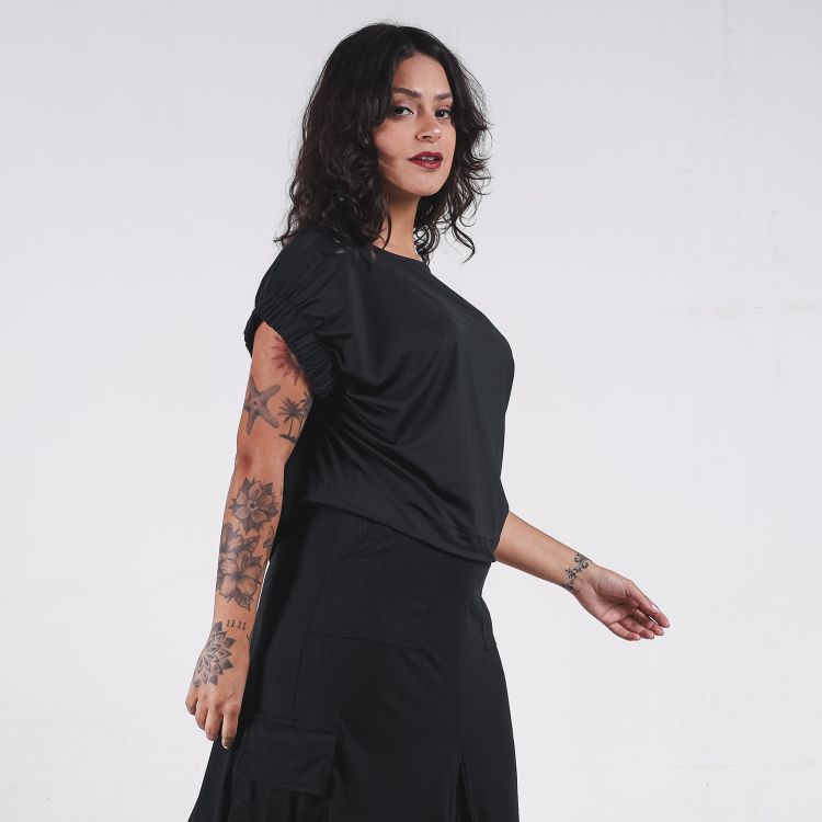 Blusa Elástico Casual Dry Fit Preto
