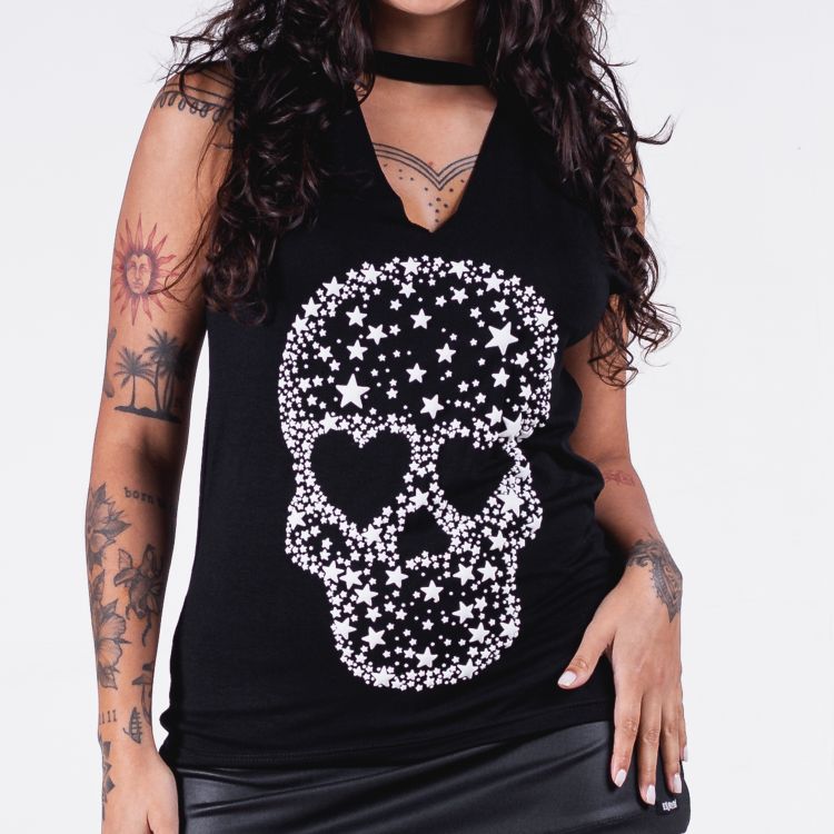 Blusa Choker Skull Star