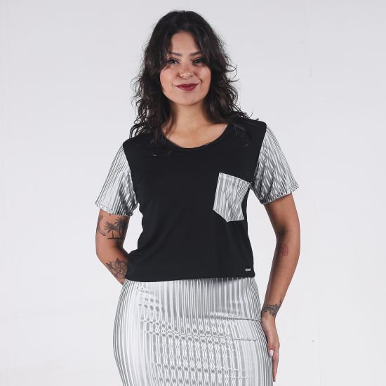 Blusa Cropped 3D Prata