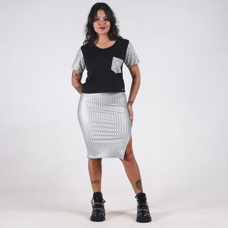 Blusa Cropped 3D Prata