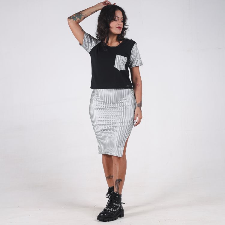 Blusa Cropped 3D Prata