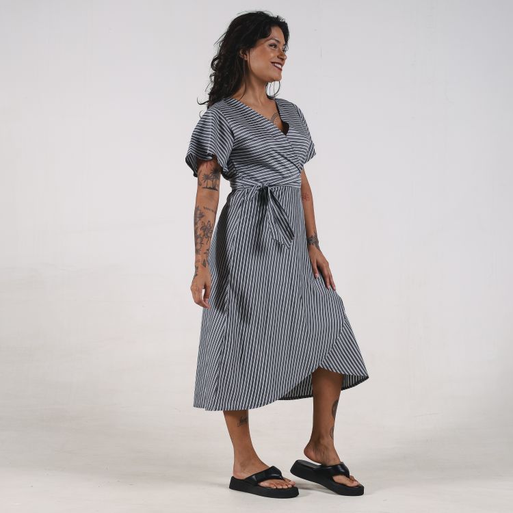 Vestido Transpassado Listra Larga