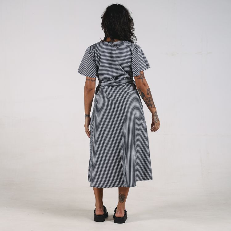 Vestido Transpassado Listra Larga