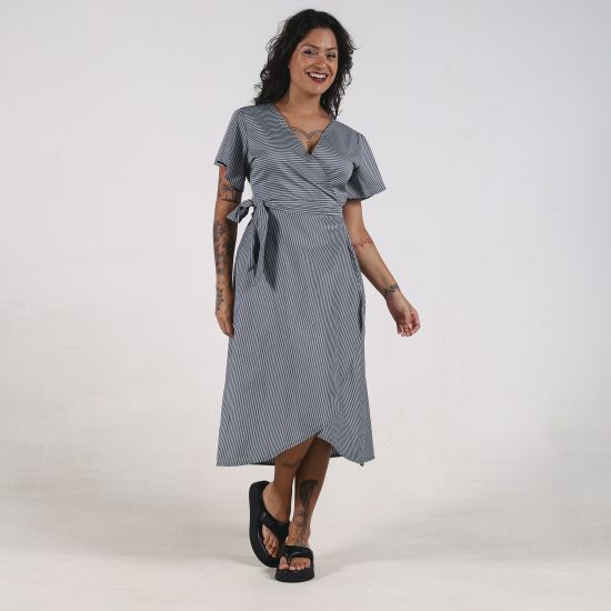 Vestido Transpassado Listra Fina