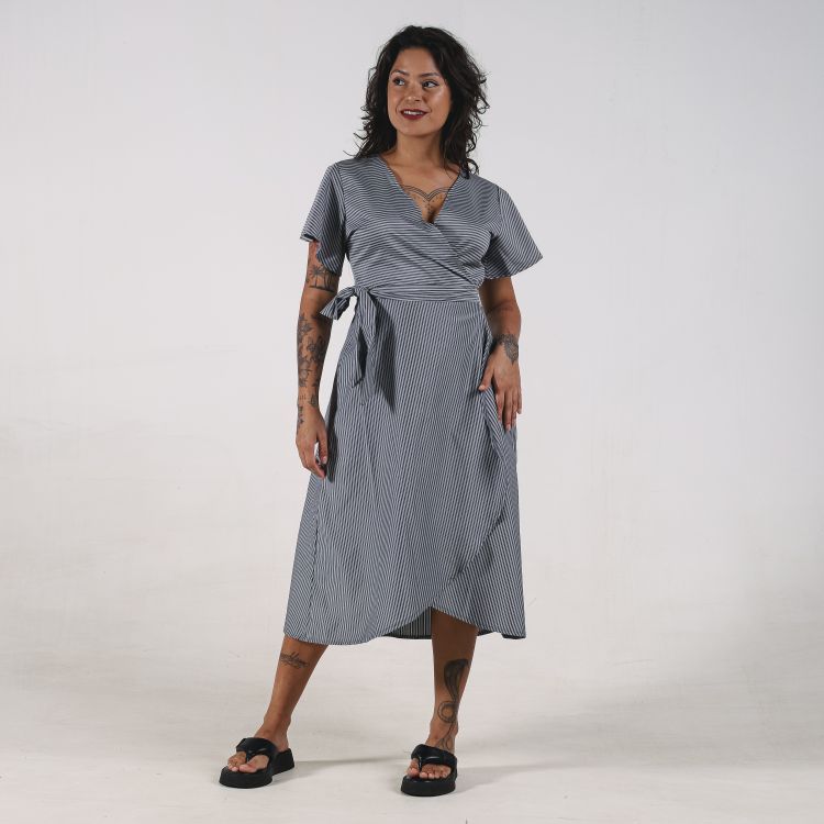 Vestido Transpassado Listra Fina