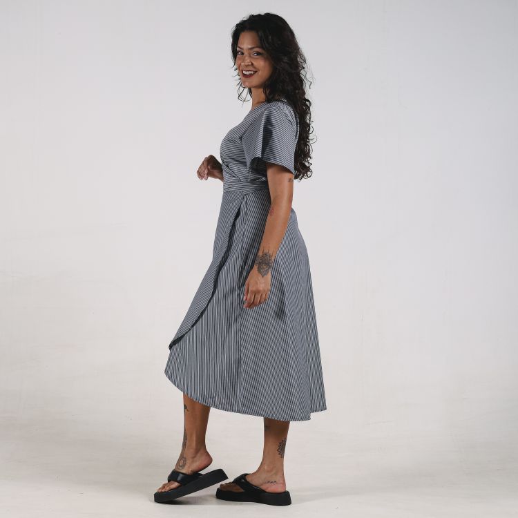 Vestido Transpassado Listra Fina