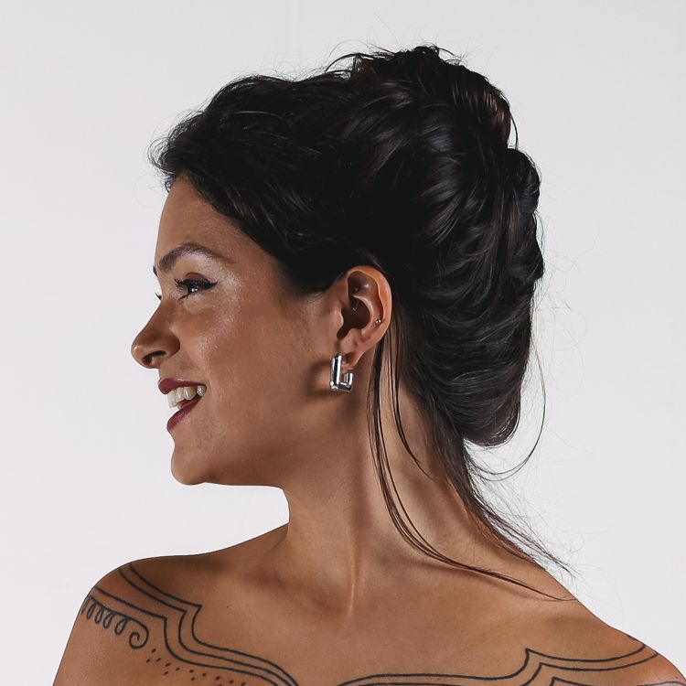 Brinco Argola Quadrada Prata