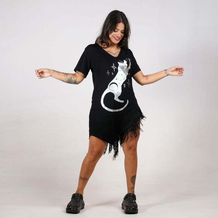 Blusa Max Cat Franja Cascata