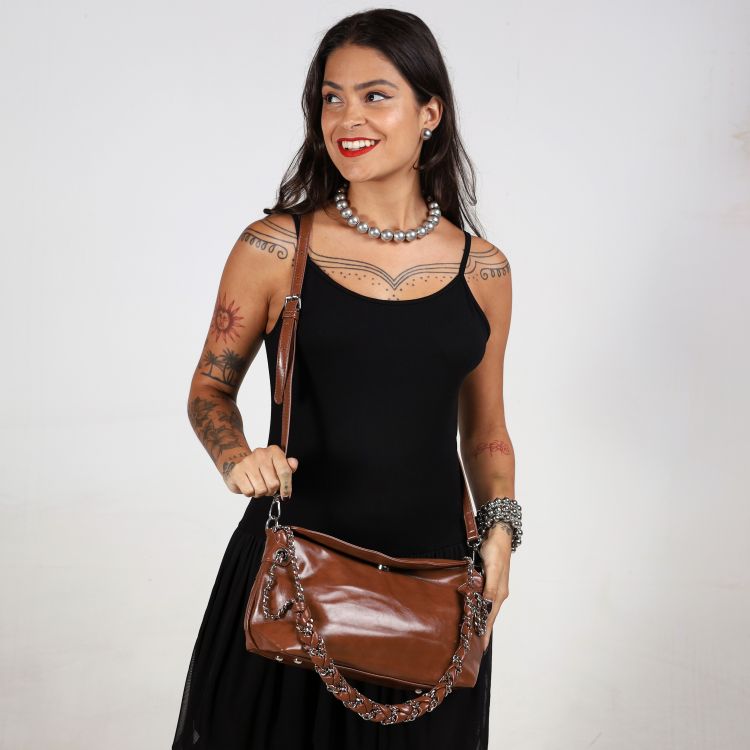Bolsa Chain Mood Caramelo