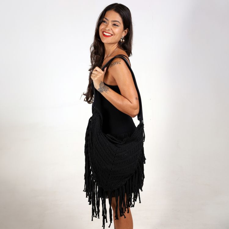 Bolsa Tri Fringe Preta