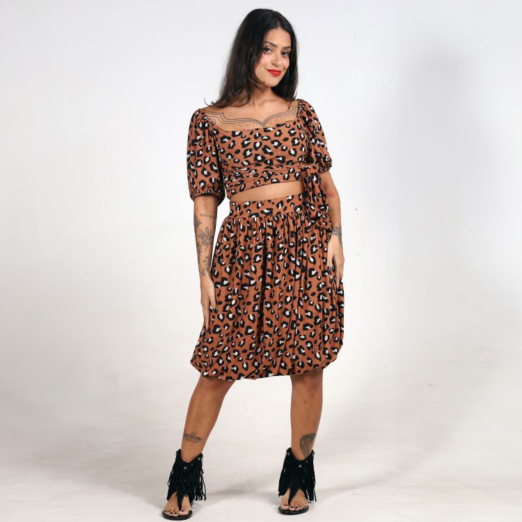 Saia Midi Balone Animal Print