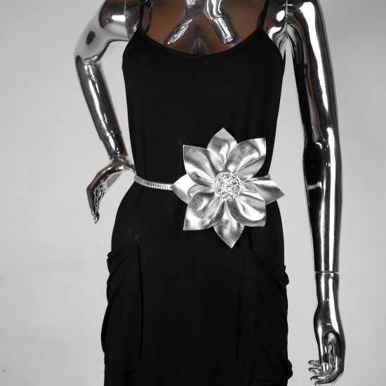 Cinto Bloom Leather Silver