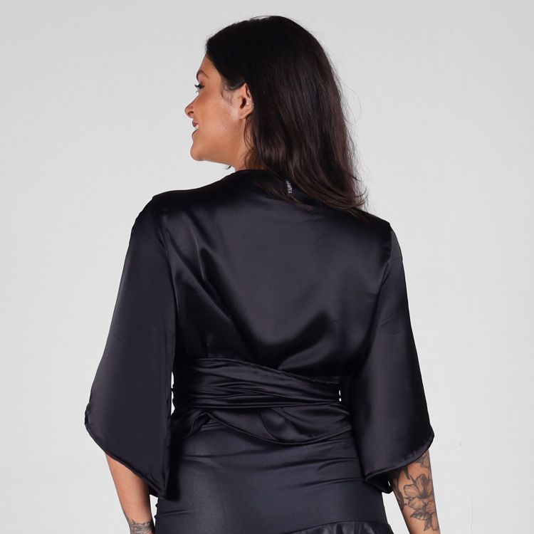 Blusa Cetim Transpassada