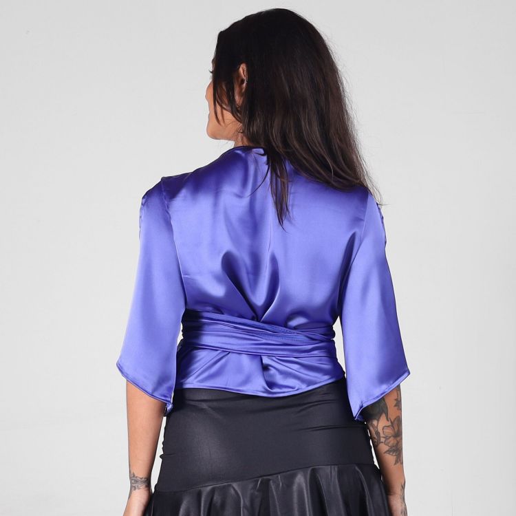 Blusa Cetim Purple Transpassada