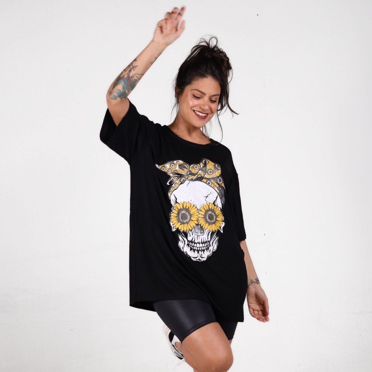 Blusa New Skull Sunflower