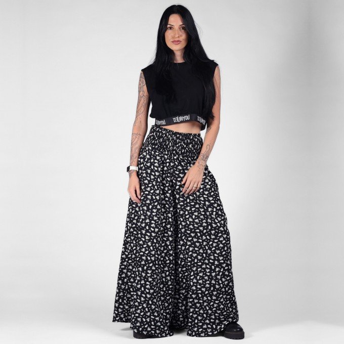 Calça Pantalona Estampa Dark Garden