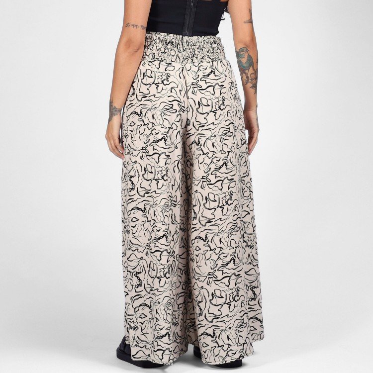 Calça Pantalona Nude Abstrata