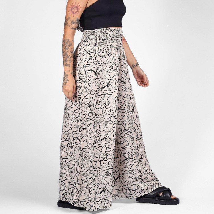 Calça Pantalona Nude Abstrata