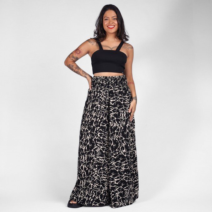 Calça Pantalona Black Abstrata