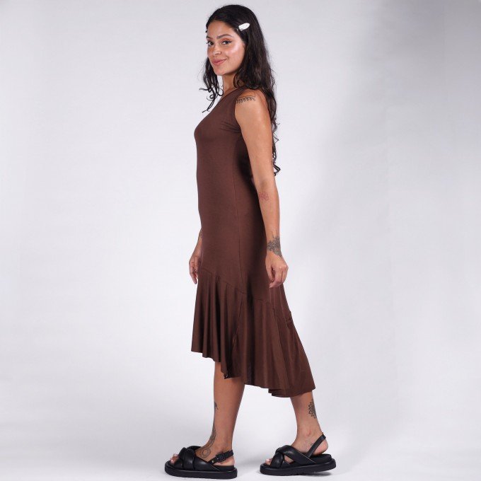 Vestido Marrom Mullet