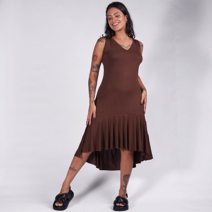 Vestido Marrom Mullet