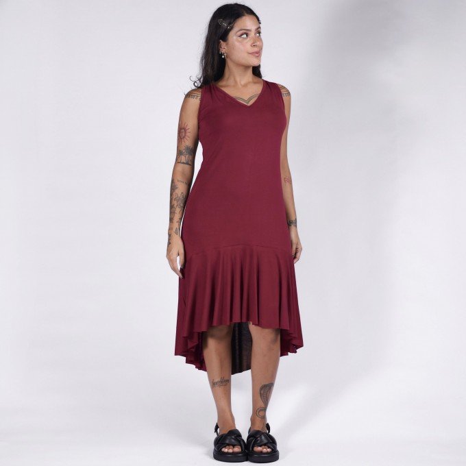 Vestido Vinho Mullet