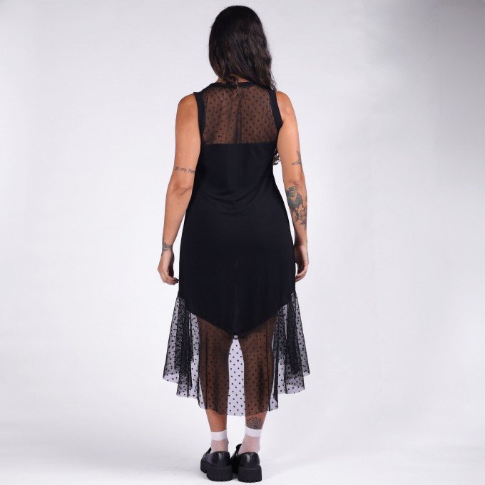 Vestido Mini Tule Poá Illusion