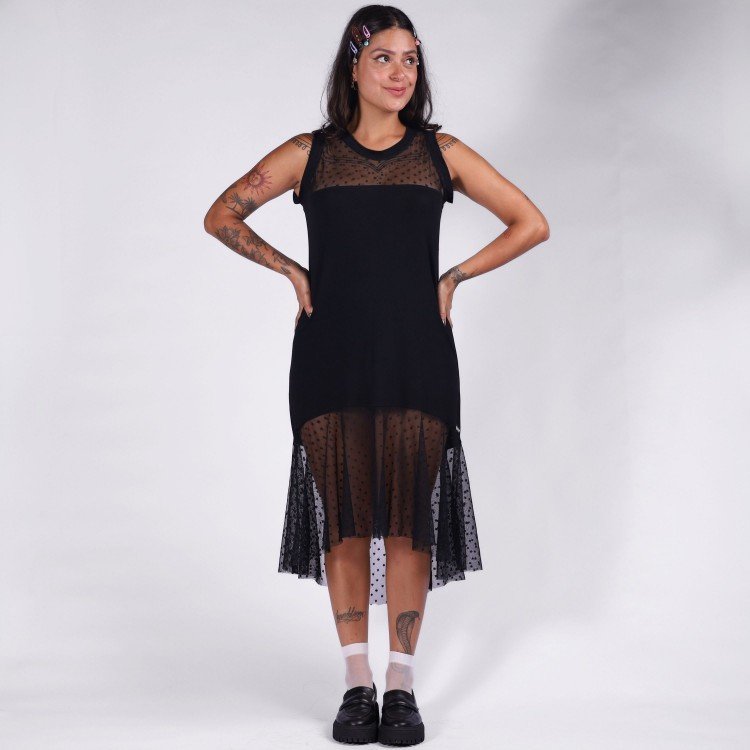 Vestido Mini Tule Poá Illusion