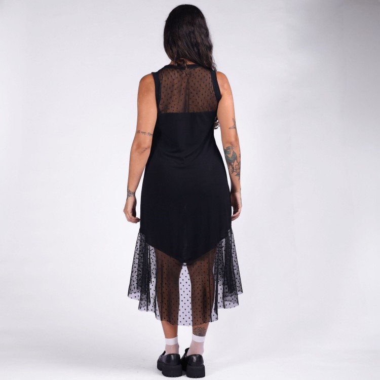 Vestido Mini Tule Poá Illusion