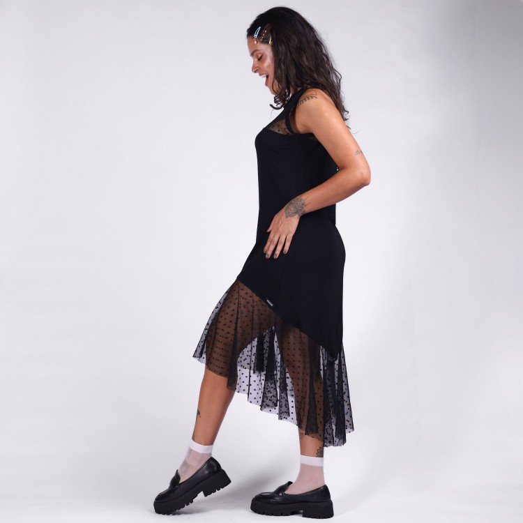 Vestido Mini Tule Poá Illusion