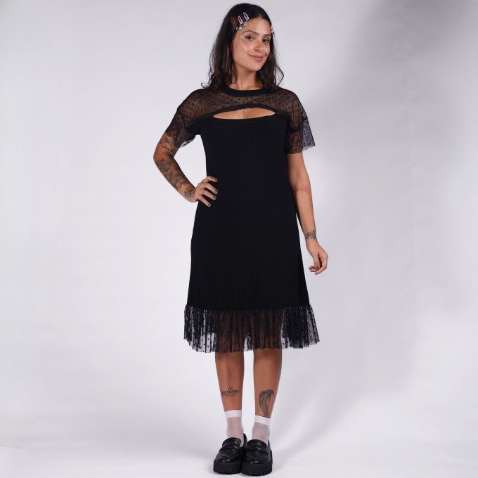 Vestido Midi Tule Front Cut